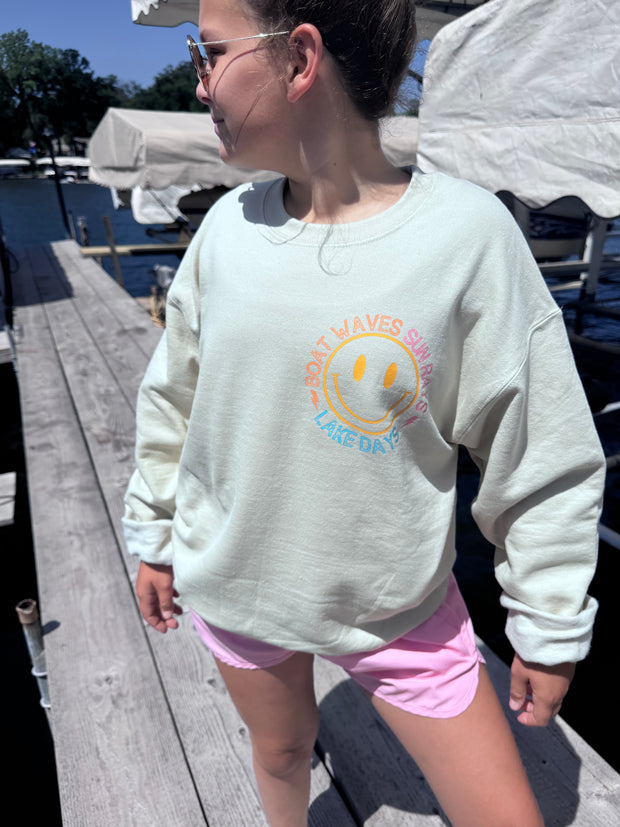 BOAT WAVES SUN RAYS LAKE DAYS SWEATSHIRT