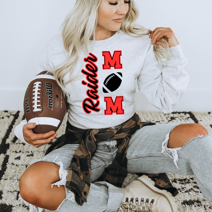 Raider Football Mom White Crew Sweatshirt