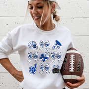 FOOTBALL BOW COLLAGE BLUE SWEATSHIRT