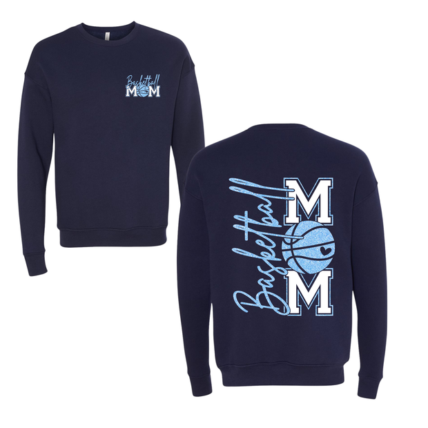 BASKETBALL MOM LIGHT BLUE NAVY SWEATSHIRT OR LONG SLEEVE