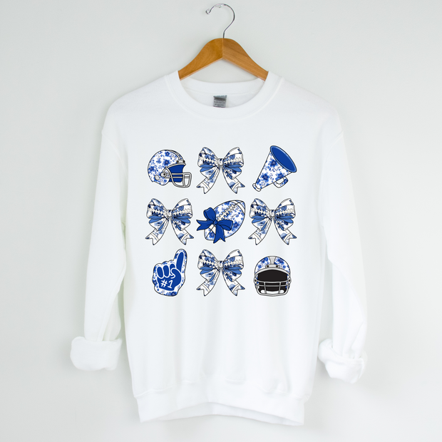 FOOTBALL BOW COLLAGE BLUE SWEATSHIRT