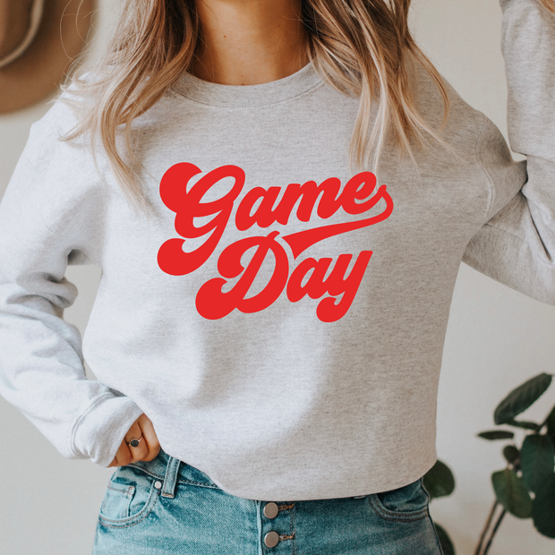 GAME DAY ASH GRAY AND RED SWEATSHIRT