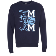 BASKETBALL MOM LIGHT BLUE NAVY SWEATSHIRT OR LONG SLEEVE FRONT VERTICAL
