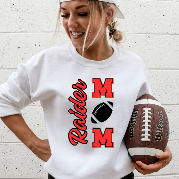 Raider Football Mom White Crew Sweatshirt