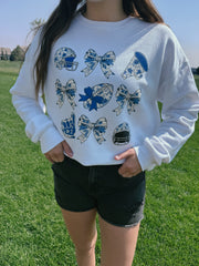FOOTBALL BOW COLLAGE BLUE SWEATSHIRT