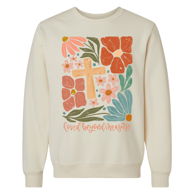 LOVED BEYOND MEASURE SWEET CREAM SWEATSHIRT