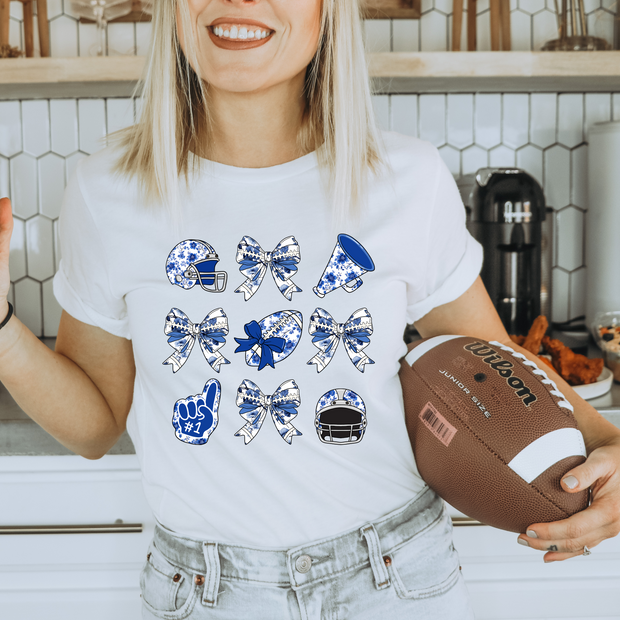 FOOTBALL BOW COLLAGE BLUE